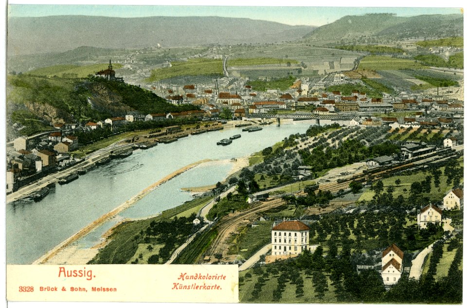 03328-Aussig-1903-Blick auf die Stadt und Elbe-Brück & Sohn Kunstverlag