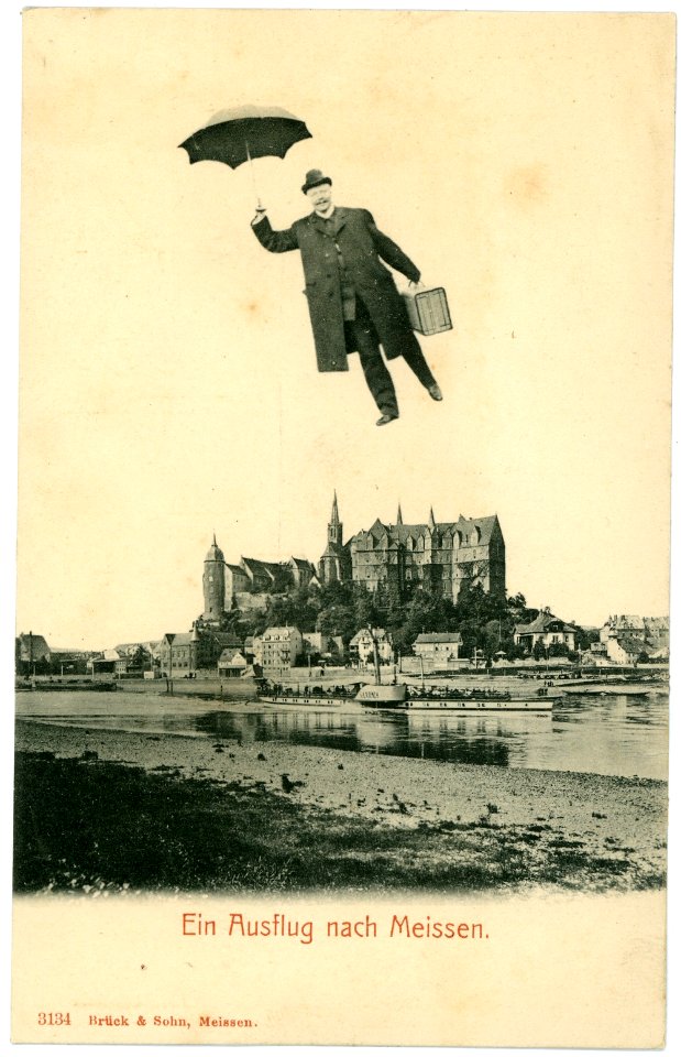 03134-Meißen-1903-Burgberg, Albrechtsburg, Dampfer Saxonia, Fliegender Mann-Brück & Sohn Kunstverlag