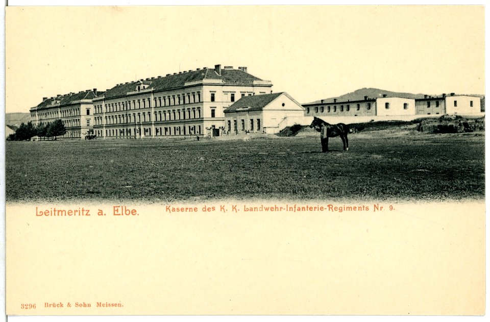 03296-Leitmeritz-1903-Kaserne des K. K. Landwehr-Infanterie-Regiments Nr. 9-Brück & Sohn Kunstverlag