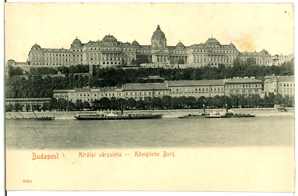 03034-Budapest-1903-Königliche Burg, Donau mit Dampfer und Schlepper-Brück & Sohn Kunstverlag