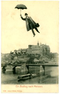 03136-Meißen-1903-Burgberg, Brücke, Elbe mit Dampfer, Fliegender Mann-Brück & Sohn Kunstverlag
