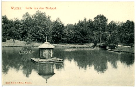 02886-Wurzen-1903-Stadtpark mit Teich-Brück & Sohn Kunstverlag