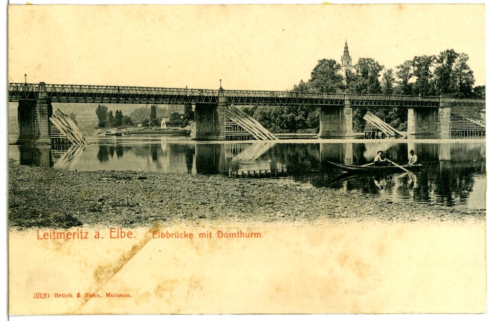 03320-Leitmeritz-1903-Elbbrücke mit Domturm-Brück & Sohn Kunstverlag