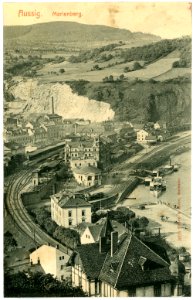 03329-Aussig-1903-Marienberg mit Dampfern und Anlegestelle-Brück & Sohn Kunstverlag