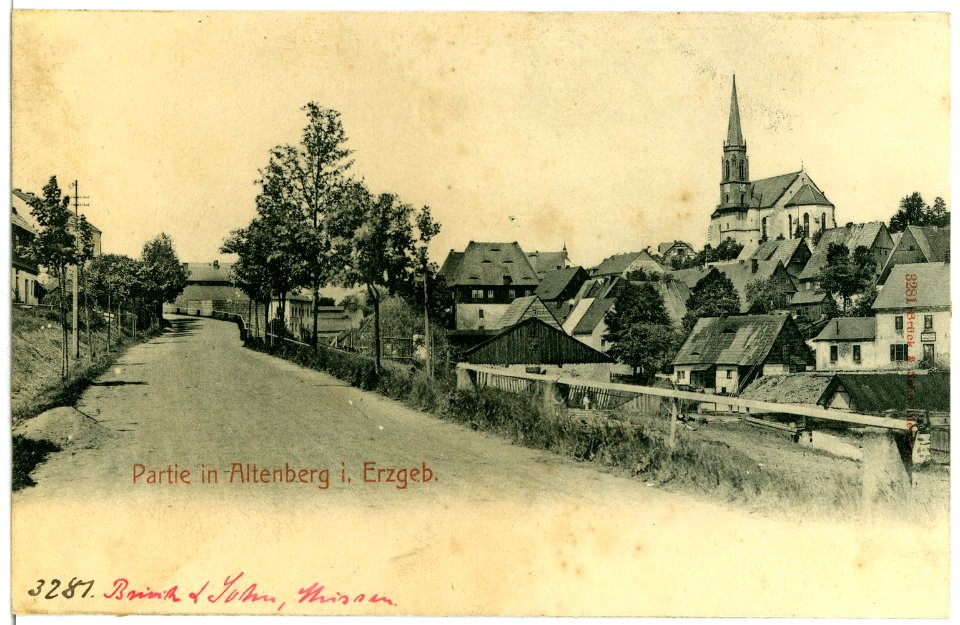 03281-Altenberg-1903-Blick nach der Kirche-Brück & Sohn Kunstverlag