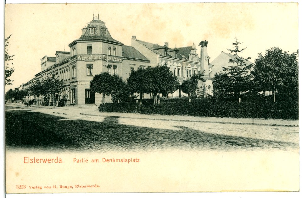 03223-Elsterwerda-1903-Denkmalsplatz-Brück & Sohn Kunstverlag