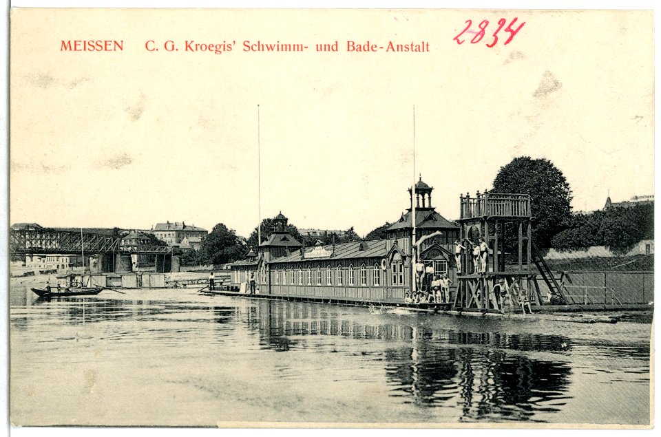 02834-Meißen-1903-C. G. Kroegis Schwimm- und Badeanstalt-Brück & Sohn Kunstverlag