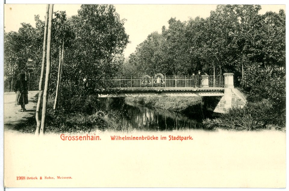 01988-Großenhain-1901-Wilhelminen Brücke im Stadtpark-Brück & Sohn Kunstverlag