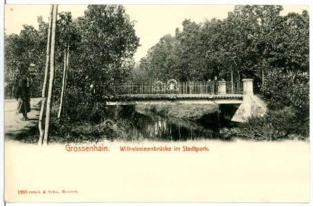 01988-Großenhain-1901-Wilhelminen Brücke im Stadtpark-Brück & Sohn Kunstverlag
