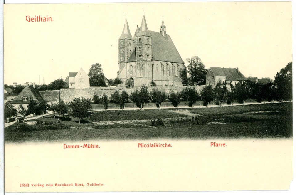 01880-Geithain-1901-Nikolaikiche, Pfarre, Damm-Mühle-Brück & Sohn Kunstverlag