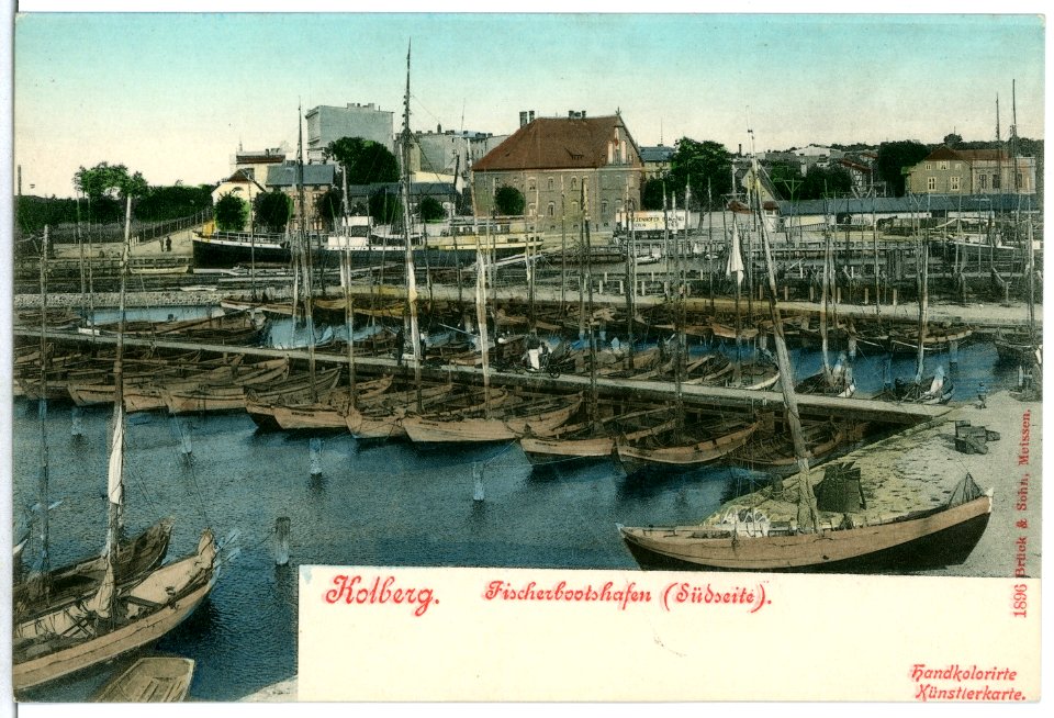 01896-Kolberg-1901-Fischerbootshafen-Brück & Sohn Kunstverlag