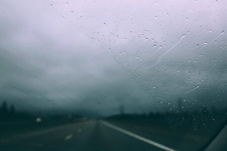 Highway road raining
