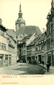 03061-Naumburg-1903-Salzstraße mit Wenzelskirche-Brück & Sohn Kunstverlag