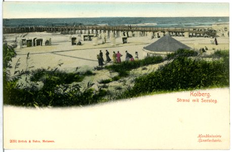 02091-Kolberg-1901-Strand mit Seebrücke-Brück & Sohn Kunstverlag