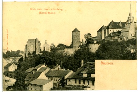 02553-Bautzen-1902-Blick vom Proitzschenberg und Nicolai-Ruine-Brück & Sohn Kunstverlag