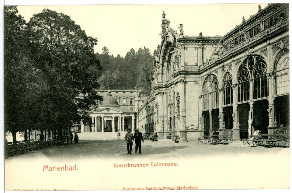 01974-Marienbad-1901-Obere Kreuzbrunnenstraße Colonade-Brück & Sohn Kunstverlag