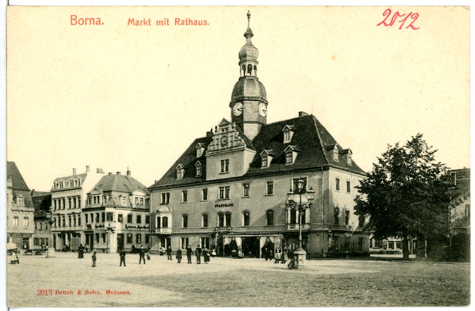 02012-Borna-1901-Markt mit Rathaus-Brück & Sohn Kunstverlag