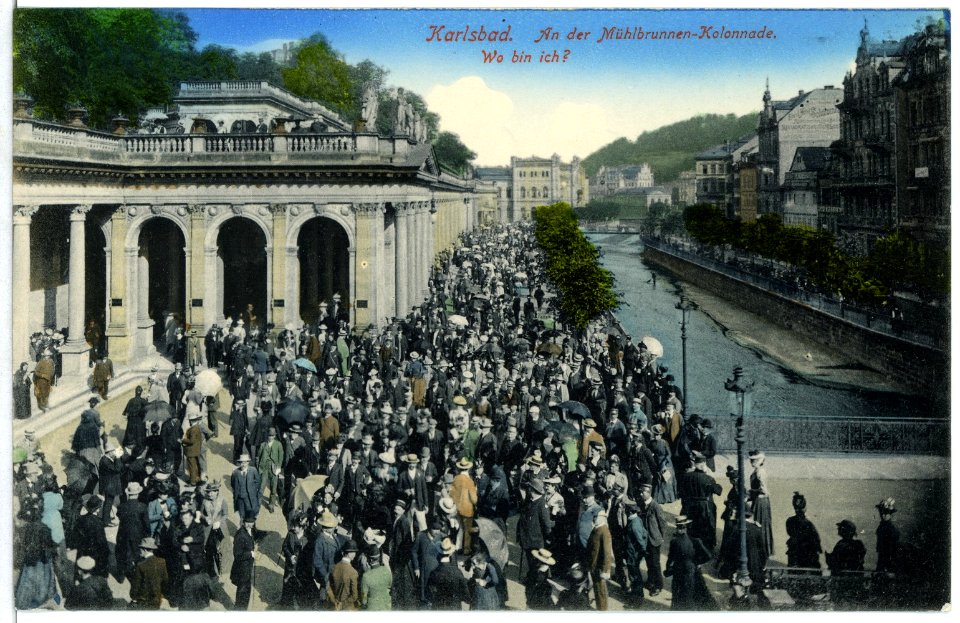 01902-Karlsbad-1901-Mühlbrunnen-Kolonade, Wo bin ich?-Brück & Sohn Kunstverlag