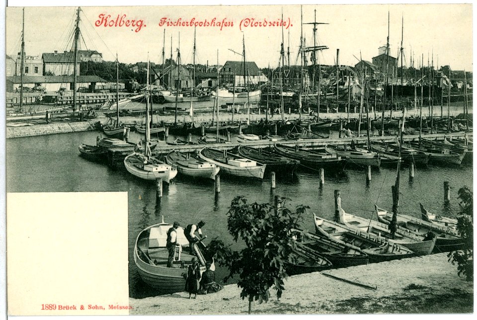 01889-Kolberg-1901-Fischerbootshafen-Brück & Sohn Kunstverlag