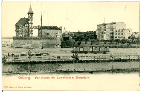 02090-Kolberg-1901-Fort Münde und Lotsenhaus-Brück & Sohn Kunstverlag