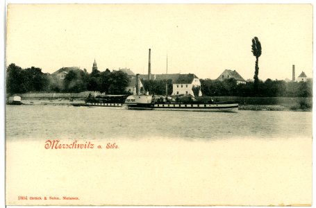 01804-Merschwitz-1901-Blick auf Merschwitz mit Elbe und Dampfer-Brück & Sohn Kunstverlag