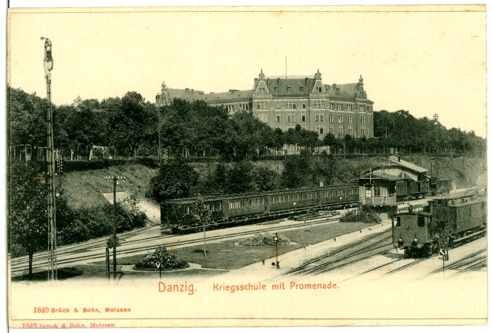01849-Danzig-1901-Kriegeschule auf Promenade-Brück & Sohn Kunstverlag