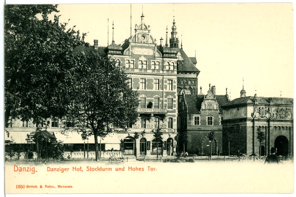 01850-Danzig-1901-Danziger Hof, Stockturm, Hohes Tor-Brück & Sohn Kunstverlag