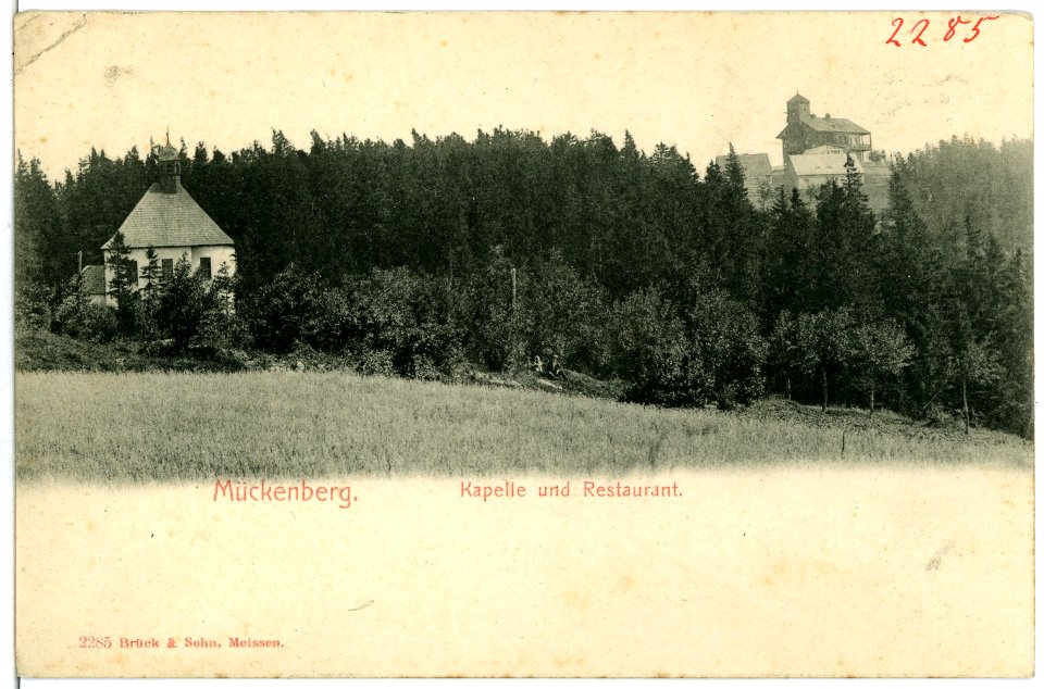 02285-Mückenberg-1902-Kapelle und Restaurant (Mückentürmchen)-Brück & Sohn Kunstverlag