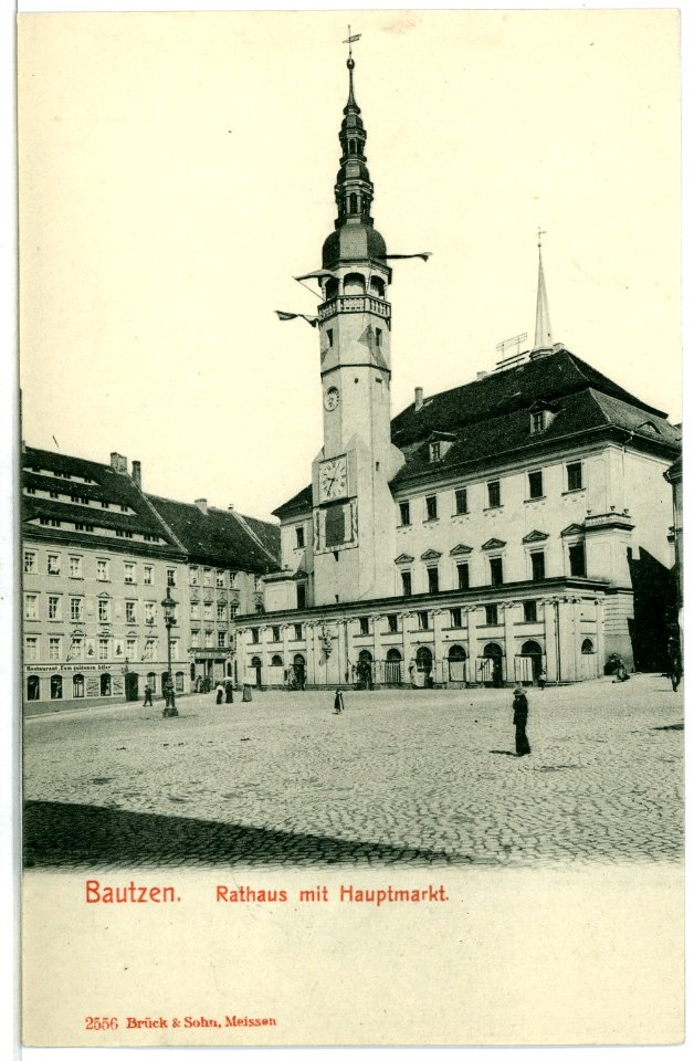 02556-Bautzen-1902-Rathaus mit Hauptmarkt-Brück & Sohn Kunstverlag