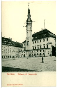 02556-Bautzen-1902-Rathaus mit Hauptmarkt-Brück & Sohn Kunstverlag