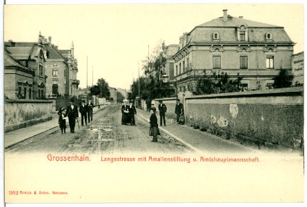 01992-Großenhain-1901-Langestraße mit Amalienstiftung und Amtshauptmannschaft-Brück & Sohn Kunstverlag