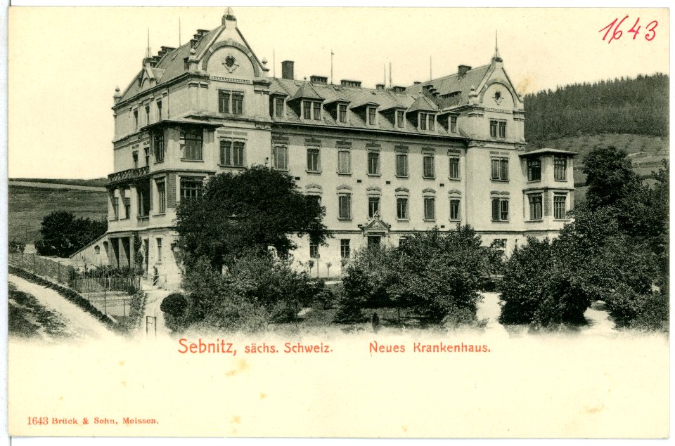 01643-Sebnitz-1901-Neues Krankenhaus-Brück & Sohn Kunstverlag