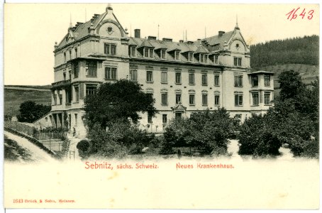 01643-Sebnitz-1901-Neues Krankenhaus-Brück & Sohn Kunstverlag