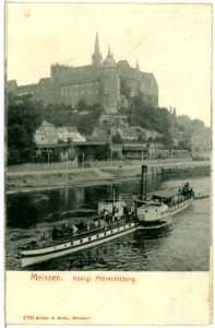 01799-Meißen-1901-Burgberg, Elbe mit Dampfer-Brück & Sohn Kunstverlag