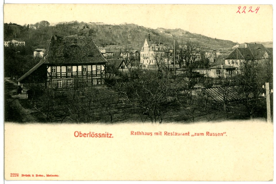 02224-Oberlößnitz-1901-Rathaus und Restaurant "zum Russen"-Brück & Sohn Kunstverlag