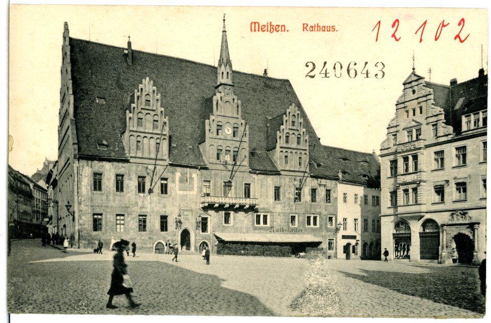 02544-Meißen-1902-Rathaus und Hirschhaus-Brück & Sohn Kunstverlag