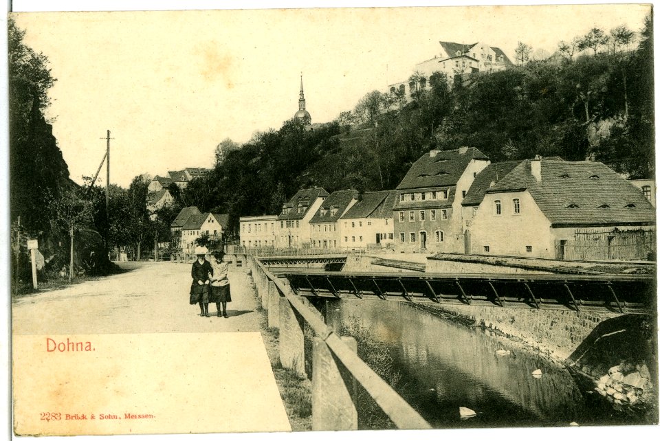 02283-Dohna-1902-Straße durch Ort-Brück & Sohn Kunstverlag