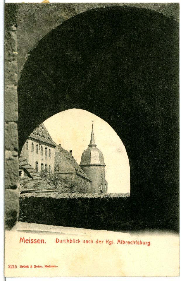 02215-Meißen-1901-Durchblick nach dem Bischofsschloß-Brück & Sohn Kunstverlag