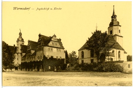 02567-Wermsdorf-1902-Jagdschloß und Kirche-Brück & Sohn Kunstverlag