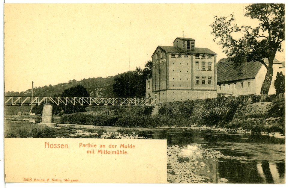 02558-Nossen-1902-Partie an der Mulde und Mittelmühle-Brück & Sohn Kunstverlag