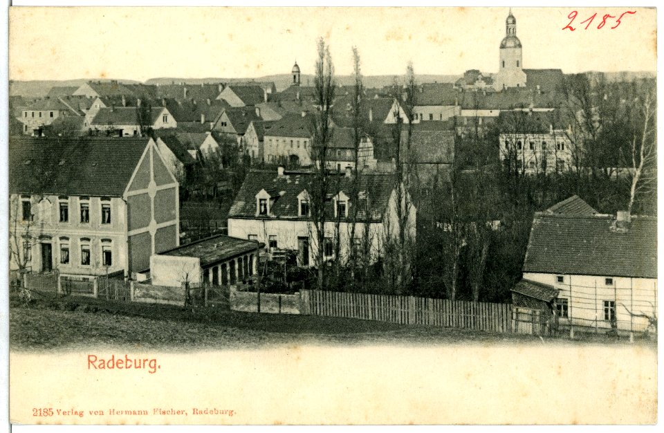02185-Radeburg-1901-Bauwerk Blick auf Radeburg-Brück & Sohn Kunstverlag