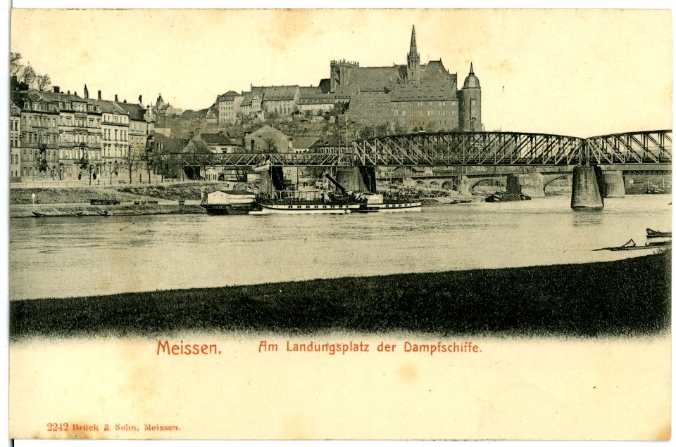 02242-Meißen-1902-Landungsplatz der Dampfschiffe-Brück & Sohn Kunstverlag