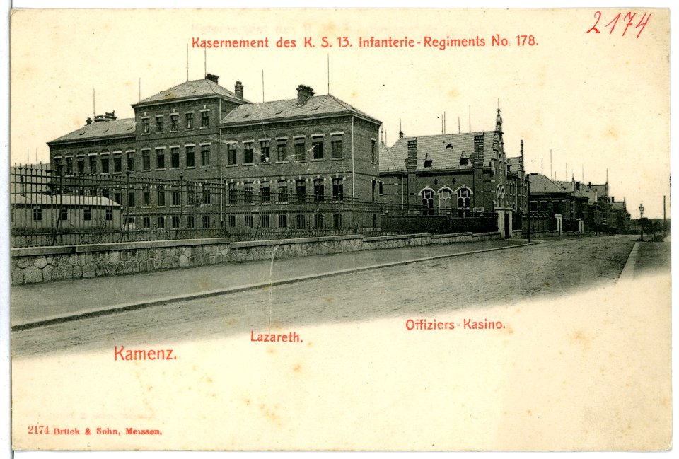 02174-Kamenz-1901-Lazareth, Offizierscasino-Brück & Sohn Kunstverlag