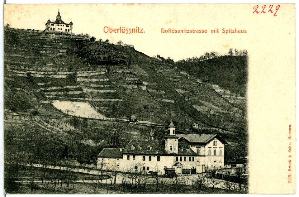02229-Oberlößnitz-1901-Hoflößnitzstraße und Spitzhaus-Brück & Sohn Kunstverlag