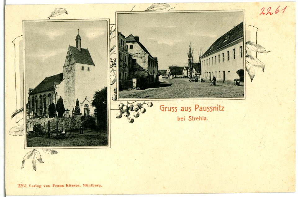 02261-Paußnitz-1902-Kirche, Dorfstraße-Brück & Sohn Kunstverlag