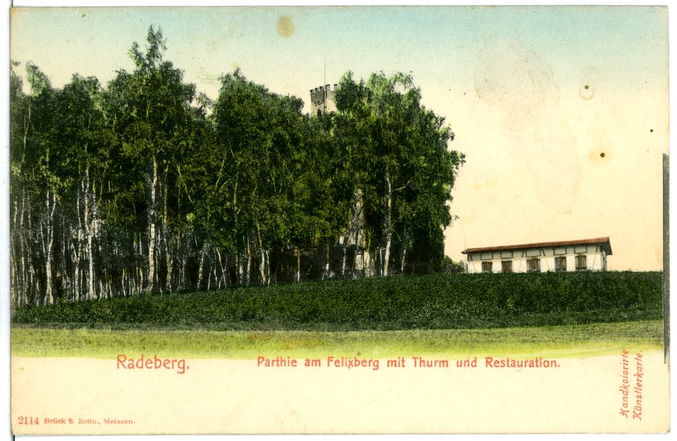 02114-Radeberg-1901-Felixberg mit Turm und Restauration-Brück & Sohn Kunstverlag