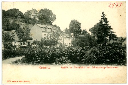 02173-Kamenz-1901-Herrental mit Schloßberg-Restaurant-Brück & Sohn Kunstverlag