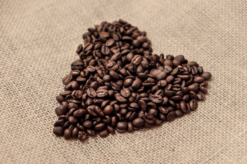 Coffee beans heart form