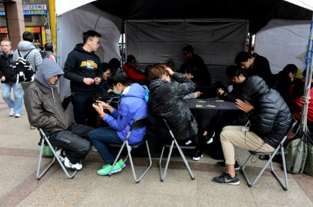 Adventurers Playing Hearthstone in Arena Tent 20170211b