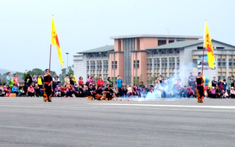 Dragon Dance Company Staffs Buring Firecrackers in Performance Opening 20161224